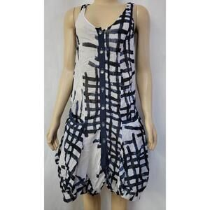 CREA CONCEPT CONTEMPORARY  ASYMMETRIC HEM TUNIC DRESS  SIZE 36 GEO PATTERN #H
